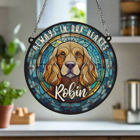 Cocker Spaniel Golden Memorial Stained Glass Effect Suncatcher